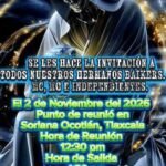 Este 2 de Noviembre de año en curso se llevará a cabo La gran rodada en honor a la Santa Muerte ( La Niña Blanca ) se invita a Clubs de Baikers MC, MC e Independientes, punto de encuentro en soriana Ocotlán, Tlaxcala. Hora de reunión a las 12:30 horas y salida a las 1:30 horas con destino al municipio de San Damián Texoloc Tlaxcala.